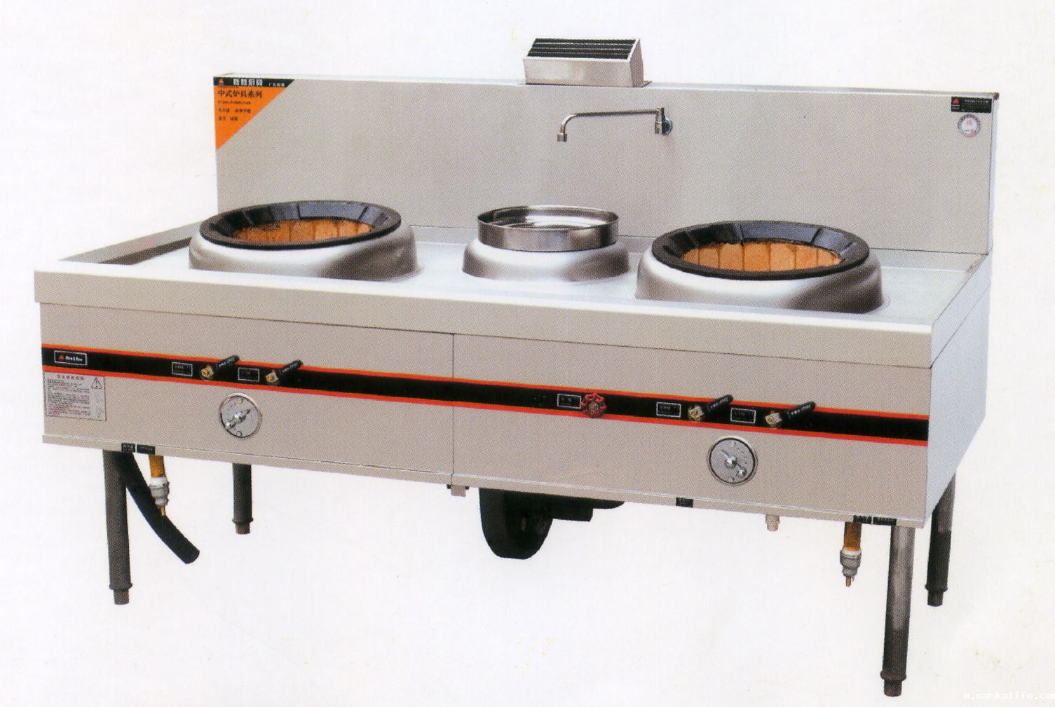 双头单尾燃气小炒炉